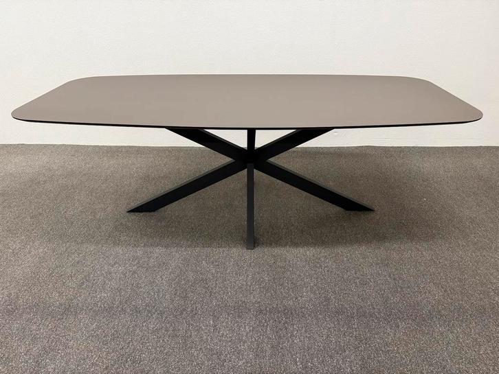 Deens ovale eettafel HPL antraciet 220x100, Huis en Inrichting, Tafels | Eettafels, Zo goed als nieuw, 100 tot 150 cm, 200 cm of meer