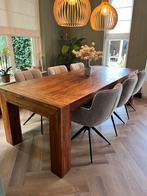 Prachtige massief teakhouten eettafel 2.50 m, Ophalen, Teakhout, 200 cm of meer, 50 tot 100 cm