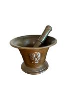 Bronzen vijzel met stamper., Ophalen of Verzenden, Brons