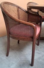 Vintage eetkamerstoelen 4 stuks zgan Tonon Italiaans hout, Huis en Inrichting, Stoelen, Ophalen, Zo goed als nieuw, Bruin, Stof