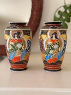 Set van 2 vintage Japanse vaasjes geisha decor & goudaccent, Ophalen of Verzenden