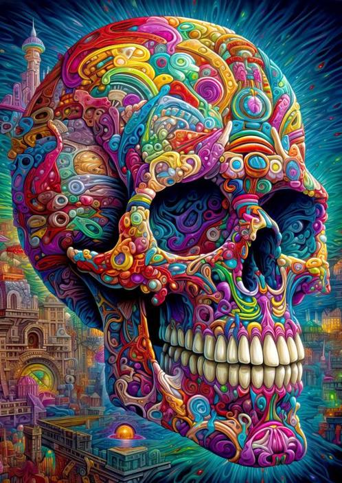 Enjoy - Quirky Skull - 1000 stukjes, Hobby en Vrije tijd, Denksport en Puzzels, Nieuw, Legpuzzel, 500 t/m 1500 stukjes, Ophalen of Verzenden
