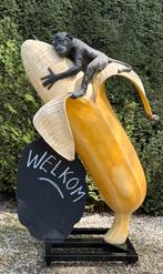 XXL Decoratie beeld Banaan met Aap stoepbord kunstfruit, Tuin en Terras, Ophalen, Zo goed als nieuw, Kunststof