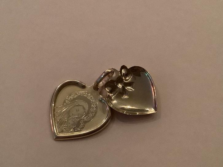 Vintage gouden hanger medaillon Maria Hart 14 k 585 goud, Sieraden, Tassen en Uiterlijk, Kettinghangers, Zo goed als nieuw, Goud