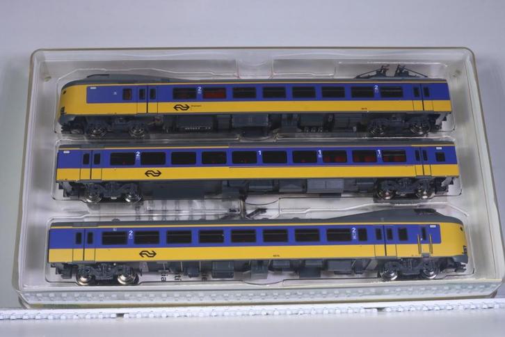 3-delig treinstel (Koploper), NEM-stekker, geel/blauw, NS, Hobby en Vrije tijd, Modeltreinen | N-Spoor, Nieuw, Treinset, Gelijkstroom