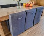 Grijze eetkamerstoelen met wieltjes, Huis en Inrichting, Stoelen, Ophalen, Gebruikt, Vijf, Zes of meer stoelen, Stof