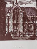 Rein Snapper houtsnede prent De Nieuwe Kerk op de Dam, Antiek en Kunst, Verzenden