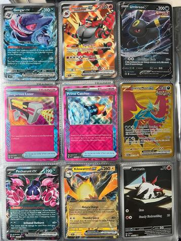Diverse kaarten: gengar, roaring moon, pecharunt, mewtwo beschikbaar voor biedingen