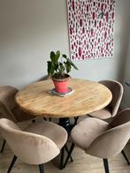 Mooie, ronde houten tafel 105 cm diameter, Ophalen, 100 tot 150 cm, Rond, Zo goed als nieuw