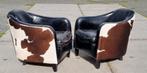 2x Aviator fauteuil leer + koeienhuid + GRATIS BEZORGING, Huis en Inrichting, Fauteuils, Gebruikt, Aviator, ., Ophalen of Verzenden