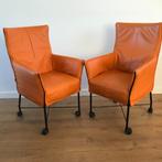 2 IZGS Montis Chaplin stoel refurbished geel leer, Huis en Inrichting, Stoelen, Gebruikt, Leer, Eén, Ophalen