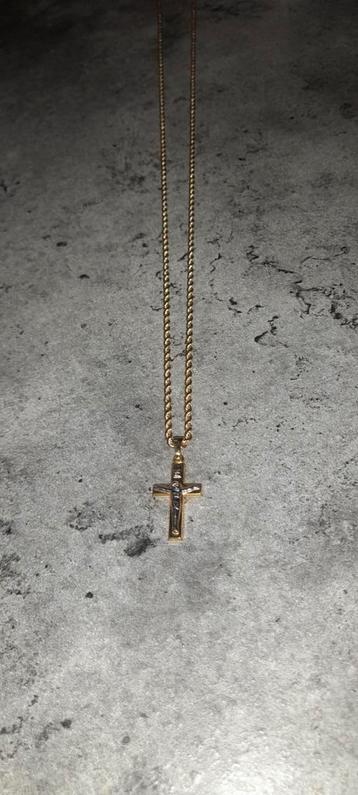 14 Karaats Gouden Ketting met Kruis beschikbaar voor biedingen