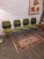 Vintage stoelen jaren 70 buisframe groene zitting, Huis en Inrichting, Stoelen, Ophalen, Gebruikt, Bruin, ,