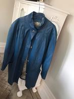 Blauwe leren mantel 38/40 vintage, Kleding | Dames, Maat 38/40 (M), Blauw, Ophalen of Verzenden, Zo goed als nieuw