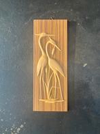 Mid-century wanddecoratie met afbeelding van 2 kraanvogels, Ophalen of Verzenden