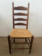 Houten stoelen (4) met rieten zitting, Huis en Inrichting, Stoelen, Ophalen, Riet of Rotan, Gebruikt, Bruin