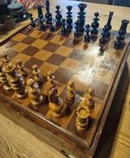 Antieke spellenkist staunton 1910 dammen schaken backgammon, Ophalen of Verzenden