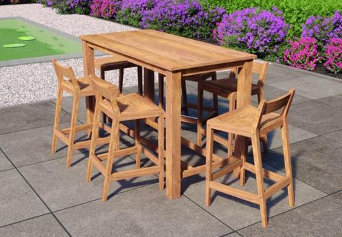 Teak tuinset Barset, Tuin en Terras, Tuinsets en Loungesets, Nieuw, Tuinset, Teakhout, 6 zitplaatsen, Eettafel, Stoel, Ophalen of Verzenden