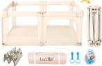 Lucellia Grondbox baby 130x130 beige inklapbaar, Ophalen of Verzenden, Zo goed als nieuw, Vierkant, Boxkleed