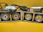 4 Draaibare dubbele spots IP20 GU5,3 / MR16  IP20, Gebruikt, Metaal of Aluminium, Led, Ophalen of Verzenden