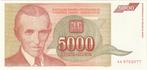 Joegoslavïe -5000 Dinar 1993 UNC serie AA 9762077 - P128, Verzenden, Joegoslavië