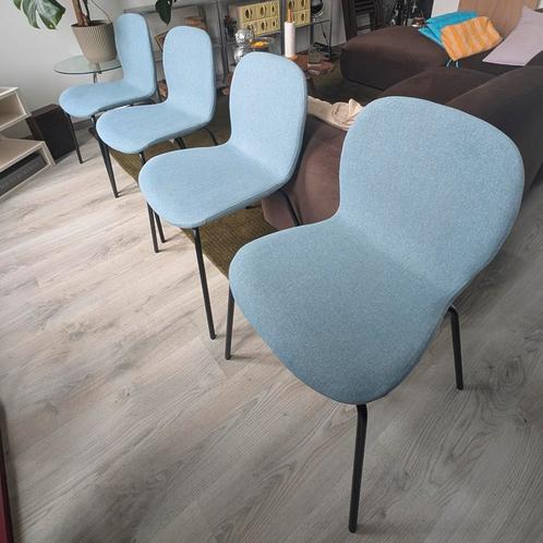 Ikea Karlpletter Eetkamerstoelen - 4 stuks, Huis en Inrichting, Stoelen, Zo goed als nieuw, Vier, Metaal, Stof, Blauw, Ophalen