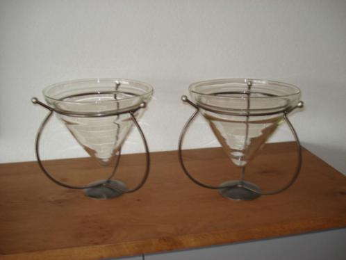 twee decoratie vazen schalen glas voor werkstukjes *, Huis en Inrichting, Woonaccessoires | Vazen, Zo goed als nieuw, Overige kleuren