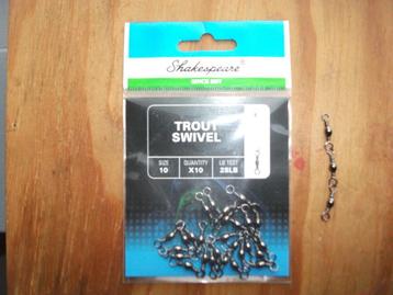 10 stuks Shakespeare Trout Swivel / kunstaas wartels  beschikbaar voor biedingen