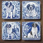 Sint Bernard Delfts Blauw onderzetters met houder, Ophalen of Verzenden, Nieuw, Glas of Kopje