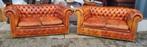 Set van 2 oude Chesterfield banken cognac + BEZORGING GRATIS