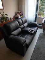 Relaxbank/ Booscoopbank zwart met Middenconsole, Huis en Inrichting, Ophalen, Gebruikt, Tweepersoons, 75 tot 100 cm