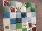 46 x 61 cm Tegeltableau, mix van 12 stuks antieke tegels, Ophalen