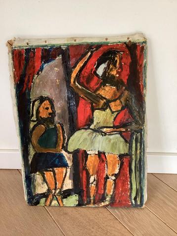 Schilderij Ballerina's - Restauratie Nodig - Mooie Kleuren beschikbaar voor biedingen