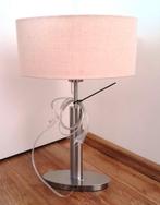 Moderne Tafellamp met stoffen ovale kap, Minder dan 50 cm, Modern, Ophalen of Verzenden, Metaal