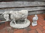 Kip en Koe Tuinbeeldjes, Ophalen, Gebruikt, Beton, Dierenbeeld