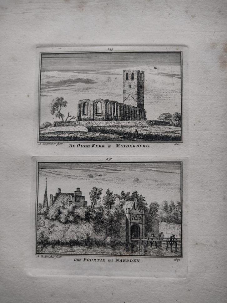 249-250 Muidenberg en Naarden Kopergravure dl 3 18e Eeuw, Antiek en Kunst, Kunst | Etsen en Gravures, Ophalen of Verzenden