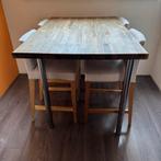 Houten eettafel + 4 Barstoelen, Ophalen of Verzenden, Gebruikt, 4 tot 6 stoelen