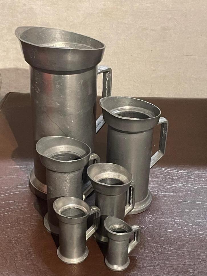 6x Tinnen kannen, Antiek en Kunst, Antiek | Tin, Ophalen of Verzenden