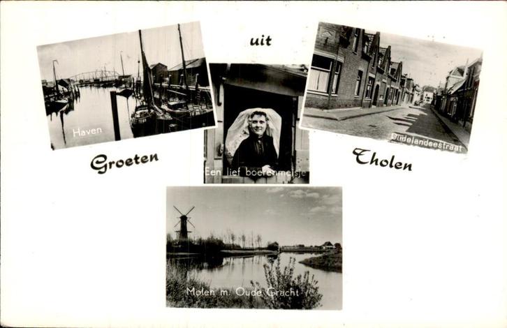 Tholen - Haven - Schepen, Verzamelen, Ansichtkaarten | Nederland, Gelopen, Zeeland, 1940 tot 1960, Ophalen of Verzenden