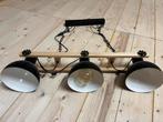 Industriële Hanglamp met 3 Lampen, Ophalen, Zo goed als nieuw, Hout, 50 tot 75 cm