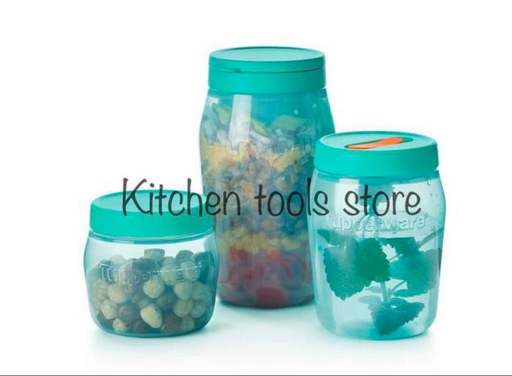 Tupperware set (3) universal jars voorraadpot bewaardoos, Huis en Inrichting, Keuken | Tupperware, Nieuw, Bak of Kom, Ophalen of Verzenden