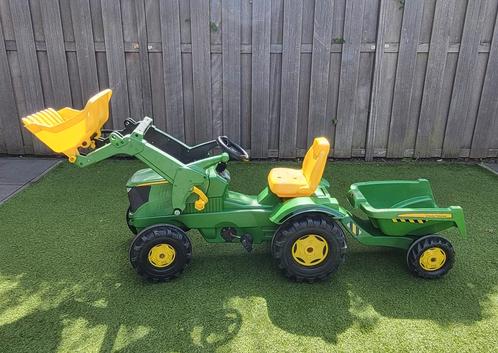 John Deere traptractor met aanhang, Kinderen en Baby's, Speelgoed | Buiten | Voertuigen en Loopfietsen, Zo goed als nieuw, Ophalen