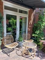 Trendy vintage Ibiza stijl Rohe rieten tuinset stoel tafel, Ophalen, Gebruikt, Stoel