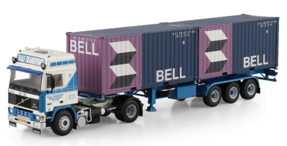 WSI VOLVO F12 + TRAILER + CONTAINERS - TAALE TRANSPORT, Hobby en Vrije tijd, Modelauto's | 1:50, Nieuw, Bus of Vrachtwagen, Wsi