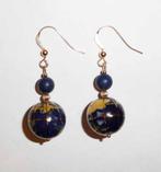 Oorbellen Lapis Lazuli Globe Wereldbol Verguld, Overige materialen, Hangers, Nieuw, Met edelsteen
