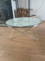 Salontafel chroom & marmerlook rond, Huis en Inrichting, Tafels | Salontafels, Ophalen, 50 tot 100 cm, Rond, Zo goed als nieuw
