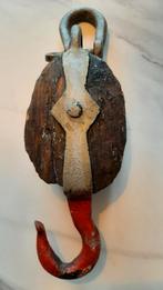 Antieke Houten Katrol met Haak, Antiek en Kunst, Antiek | Gereedschap en Instrumenten, Ophalen of Verzenden