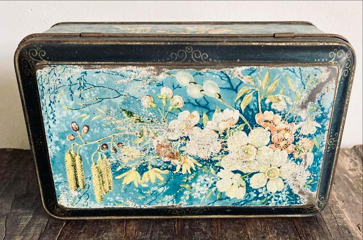 Vintage Koektrommel met Bloemen, Antiek en Kunst, Antiek | Woonaccessoires, Ophalen of Verzenden