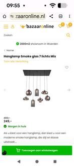 Hanglamp Smoke Glas 7-lichts, Huis en Inrichting, Lampen | Hanglampen, Ophalen of Verzenden, Nieuw, Glas, 75 cm of meer