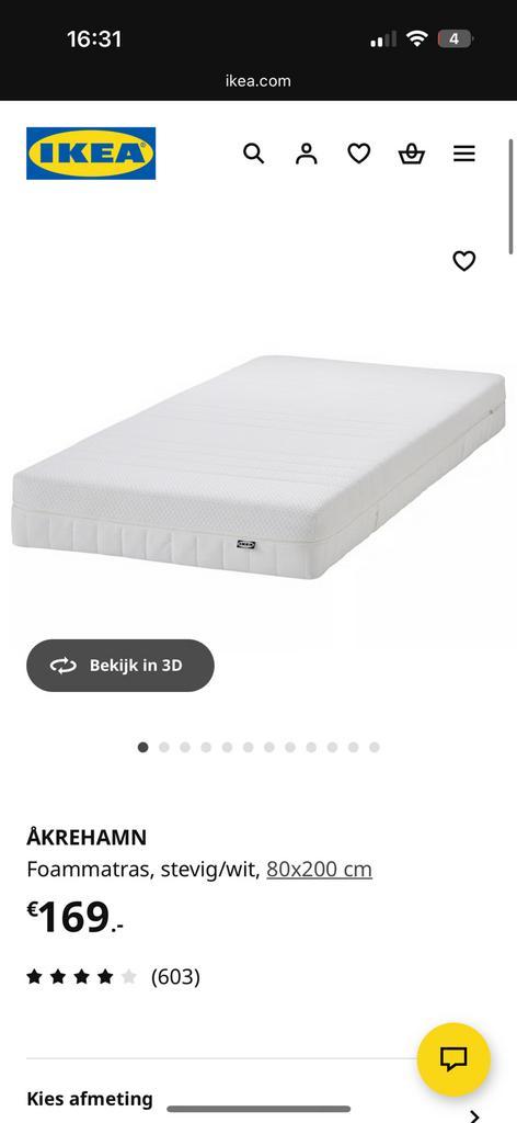 ÅKREHAMN Foammatras, stevig/wit, 80x200 cm, Huis en Inrichting, Slaapkamer | Matrassen en Bedbodems, Ophalen